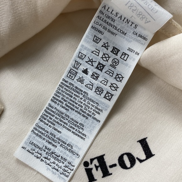 All Saints Conscious Collection Lo-Fi/Hi-Fi Relaxed Fit Camp/Resort Shirt (Ecru) - Picture 16 of 16